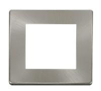Click SCP311BS Definity 1 Gang Plate Twin Media Module Cover Plate - Brushed Stainless