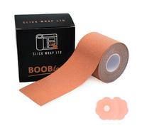 CLICK WRAP LTD Skin Colour 5M Stretchable Roll Boob Tape, Self-Adhesive Strapless Boob tapes with 2 Pcs Silicone Nipple Covers, Bob Tape Breasts, Longer Than Regular Roll, Stick on Bra