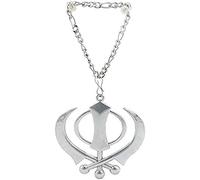 Click2get Stainless Steel Cute Small Sikh Sardar Sikhism Punjabi Khanda Religious Chain Pendant Locket Necklace Temple Spiritual Jewellery for Men and Women Pack of 1, L, Stainless Steel, No Gemstone