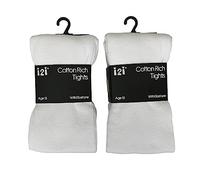 click2style 2X Girls Cotton Rich White School Uniform Tights Super soft & Comfortable (as8, age, 7_years, 8_years, regular)