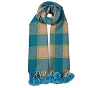 click2style Cashmere Blend Check Pattern Winter Scarf With Pompoms Cotton Rich Neck Warmer 6552