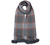click2style Cashmere Blend Check Pattern Winter Scarf With Pompoms Cotton Rich Neck Warmer 6552