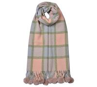 click2style Cashmere Blend Check Pattern Winter Scarf With Pompoms Cotton Rich Neck Warmer 6552