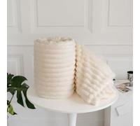 click2style Chunky Cord Teddy Fleece Blanket Sofa Throw Soft Warm Faux Fur 2 Sizes (Ivory, 150x200cm)