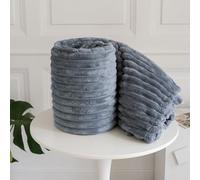 click2style Chunky Cord Teddy Fleece Blanket Sofa Throw Soft Warm Faux Fur 2 Sizes (Silver, 200x240cm)