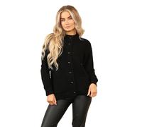 click2style Chunky Pattern, Knitted Cardigan, Crew Neck, Long Sleeve, Button Closure, Acrylic Material, Available in 10 Colours (UK, Alpha, L, Regular, Regular, Black)