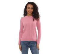 click2style Everyday Wear Ladies All Cable Crew Neck Long Sleeve Knitted Jumper (UK, Alpha, XS, Regular, Regular, Dusty Pink)