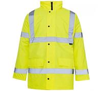 click2style Hi Vis Viz Vision Safety Work Wear PU Fabric Parka Jacket Heavy Duty in 4 Colors (S, Yellow)