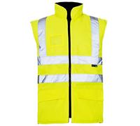 click2style Hi Vis Viz Vision Safety Work Wear Yellow Colour PU Coating Fabric Body Warmer (XXL)