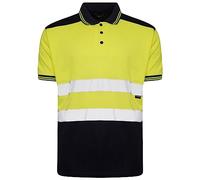 click2style Hi Vis Viz Vision Visibility 2 Tone Safety Reflective Work Wear Polo T Shirt Top Mesh Fabric (as8, Alpha, m, Regular, Regular, Yellow/Navy)