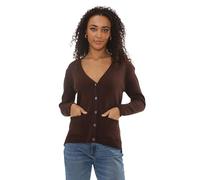 click2style Ladies Knitted Plain Front Button Cardigan Sweater Womens Tank Top Jumper (UK, Alpha, L, XL, Regular, Regular, Chocolate)