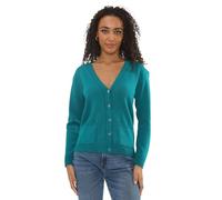 click2style Ladies Knitted Plain Front Button Cardigan Sweater Womens Tank Top Jumper (UK, Alpha, L, XL, Regular, Regular, Teal)