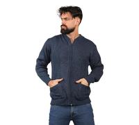 click2style Mens Jacquard Diamond Pattern Knitted Zip Cardigan with Pockets Warm Sweater Jumper (UK, Alpha, M, Regular, Regular, Navy)