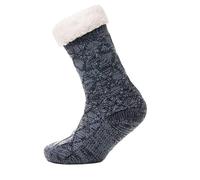 click2style Men's Non Slip Lounge Socks Knitted Soft with Sherpa Lined Slipper Bed Sock 6-11 Size (Blue, 6-11, UK Footwear Size System, Adult, Men, Alpha, Medium, Large)