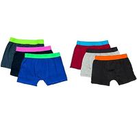 click2style Pack of 3 Kids Boys Cotton Neon Waistband Plain Boxer Shorts 4 Way Stretch Fabric Brief Trunks Pants (as8, age, 11_years, 12_years, regular)