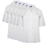 click2style Pack of 5 White Short Sleeve Girls Revere Collar Blouse School Uniform Shirts (UK, Numeric, 38, Regular, Regular, White)