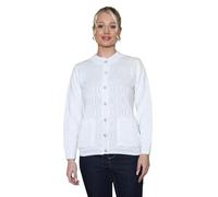 click2style Plus Sizes Crew Neck Front Button Long Sleeves Knitted Pocket Cardigan (UK, Numeric, 14, 16, Regular, Regular, White)