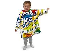 click2style Printed Oversized Unisex Kids Hoodies Soft Outer Flannel Sherpa Lined Reverse (Dinosaur)