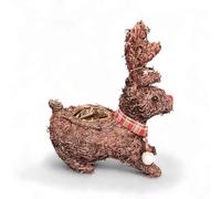 click2style Salim Material Christmas Animal Shaped Planters, Robin and Reindeer Design, Decorative Lined Garden Containers for Holiday Decor (Reindeer Sitting)