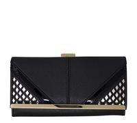 click2style Women Faux Leather Hollow Out Folded Purse Ladies Card Money Slots Photo ID Boxed Wallet Gift 1098 (Black)