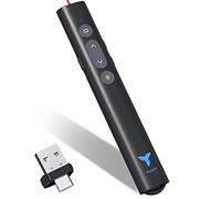 Clicker for Powerpoint Presentations, TIBURN 100 Feet Presentation Clicker USB/USB-C 2 in 1 Slides Clicker for Mac/Win/Computer/Laptop Presentation Pointer