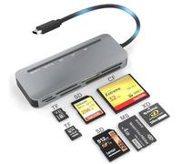 clickfish USB C 7 in 1 Multi Memory Card Reader, 5Gbps Read 5 Cards Simultaneously, CF/SD/TF/XD/SDHC/SDXC/Micro SD/MMC/MS Pro Duo/CF, Mac/Windows/Linux/Chrome OS Compatible