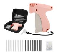 Clickinline Quick Clothing Tagging Tool Micro Clothing Fixer with Case Mini Kit Handheld Sewing Stitchy Machine with 5 Needles,500 Black & 500 White Micro Fasteners, 8mm, Pink