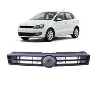 clickmax Front Upper Main Radiator Grille compatible with Polo 6R 2009-2014, Painted Black Exterior Styling