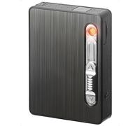 CLICKON All-in-One Cigarette Case with Rechargeable Lighter & LED Light | King Size Holder | Reusable & Replaceable Heating Elements