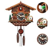 Clickovia Cuckoo Clock, Handcrafted Wooden Cuckoo Clock with Working Bird, Wall Clock with Volume Control, Traditional Antique Quartz Wall Clock Living Room, Kitchen, Cafe, Office Decoration(RC-02)