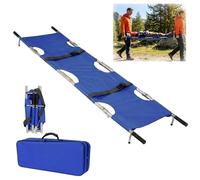 Clickovia Portable Folding Stretcher, Heavy Duty 4-Fold Stainless Steel Emergency Medical Stretcher, Rescue Stretcher Capacity 400LBs for Hospital Sports Venues Ambulance, with Handbag