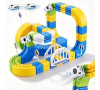 Clickrail Electric Train Set, 124 PCS 3D Magic Rail Cube Train Set, STEM Track Fusion Toy with Gravity-Defying Motorized Trains & Flexible Race Track, DIY Embedded Building Toy Gift for Boys Girls 3+
