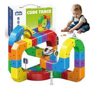 Clickrail Electric Train Set, 3D Cube Track Train, Magnetic Trains Set Embedded Layouts Trains, Electric Trainer Sets Gravity Defying 3D Embedded Layouts & Motorised Car (81PCS)