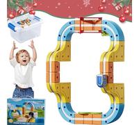 Clickrail Electric Train Set, DIY Magnetic Racing Track Set, with Electric Train, Gravity-Defying Motorised Car & Rail Cube Building Toy, Boys and Girls Ages 3-8, Birthday Party Gift (StyleB-65PCS)