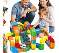 Clickrail Electric Train Set Flexible Race Track, 123pcs Magic Rail Cube Train Set, Electric Trains Sets for Kids, Gravity Defying 3d Embedded Layouts, Birthday Christmas Learning Gift (51PCS+1 Car)