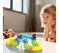 Clickrail Electric Train Set Flexible Race Track, 123Pcs Magnetic Train Track Set, 3D Embedded Layouts Train Track Set, Gravity-Defying Motorized Car & Rail Cube Building Toy, Christmas (62Pc)