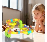 Clickrail Electric Train Set Flexible Race Track, 123Pcs Magnetic Train Track Set, 3D Embedded Layouts Train Track Set, Gravity-Defying Motorized Car & Rail Cube Building Toy, Christmas (167Pc)