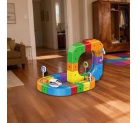 Clickrail Electric Train Set Flexible Race Track, 123Pcs Magnetic Train Track Set, 3D Embedded Layouts Train Track Set, Gravity-Defying Motorized Car & Rail Cube Building Toy, Christmas (51Pc)