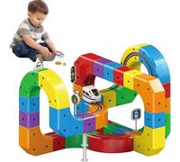 Clickrail Electric Train Set, Flexible Race Track, 3D Embedded Layouts Train Track Set for Kids, Gravity-Defying Motorized Car & Rail Cube Building Toy(51ps)