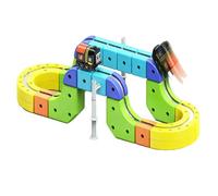 Clickrail Electric Train Set, Flexible Race Track, 3D Embedded Layouts Train Track Set for Kids, Gravity-Defying Motorized Car Rail Cube Building Toy, Christmas Birthday Gifts for Boys Girls (62PCS)