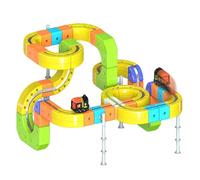 Clickrail Electric Train Set, Flexible Race Track, 3D Embedded Layouts Train Track Set for Kids, Gravity-Defying Motorized Car Rail Cube Building Toy, Christmas Birthday Gifts for Boys Girls (105PCS)