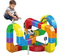 Clickrail Electric Train Set Flexible Race Track,3D STEM Magic Rail Cube Train Set, Magnetic Train Track Set, Gravity-Defying 3D Embedded Layouts & Motorized Car For Kids Boys Girls (81Pcs)