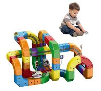 Clickrail Electric Train Set Flexible Race Track,3D STEM Magic Rail Cube Train Set, Magnetic Train Track Set, Gravity-Defying 3D Embedded Layouts & Motorized Car For Kids Boys Girls (123Pcs)