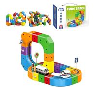 Clickrail Electric Train Set Flexible Race Track,51Pcs Magnetic Train Track Set, Gravity-Defying 3D Embedded Layouts & Motorized Car, STEM Building Car Track Toys For Kids Boys Girls (2)