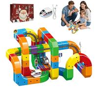 Clickrail Electric Train Set Flexible Race Track, Clickrail Magnetic Train Tracks Set, Gravity-Defying 3D Embedded Layouts & Motorized Car& Rail Cube, Christmas Birthday Gifts for Boys Girls (123PCS)