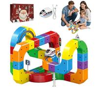 Clickrail Electric Train Set Flexible Race Track, Clickrail Magnetic Train Tracks Set, Gravity-Defying 3D Embedded Layouts & Motorized Car& Rail Cube, Christmas Birthday Gifts for Boys Girls (81PCS)
