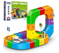 Clickrail Electric Train Set Flexible Race Track, Creative Rail Building Toy With Usb Rechargeable Electric Train, Stem Educational Car Track For Kids And Families.(51PCS)