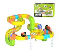 Clickrail Electric Train Set Flexible Race Track, Electric Train with Magnetic Tracks, Building Blocks with 360° Loops/Bridges, Gravity-Defying 3d Embedded Layouts & Motorized Car for Kids (167pcs)