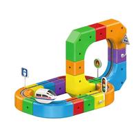 Clickrail Electric Train Set Flexible Race Track, Flexible Race Track, Gravity-Defying 3D Embedded Layouts & Motorized Car, Building Toy for Kids Boys Girls Xmas Birthday Gifts (51pcs)