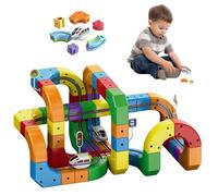 Clickrail Electric Train Set Flexible Race Track, Magnetic Train Track Set, 3D Embedded Layouts Train Track Set, Gravity-Defying Motorized Car, STEM Building Car Track Toys For Kids Boys Girls(118Pcs)